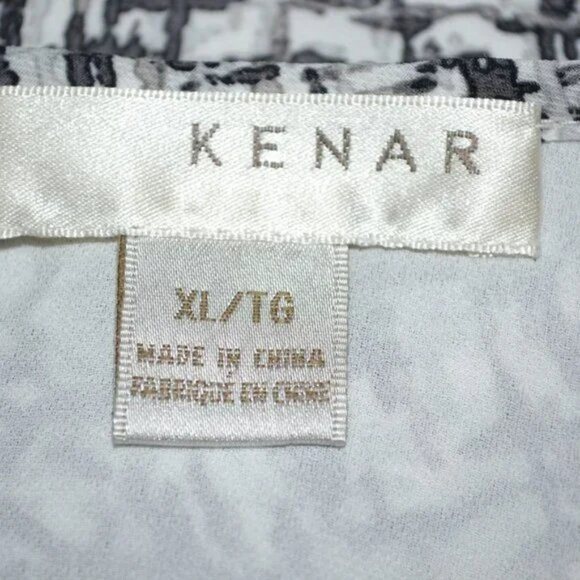 Kenar Layered Flowy Pewter Gray-Black White Dress Tank Top Sleeveless Blouse XL - Picture 6 of 7